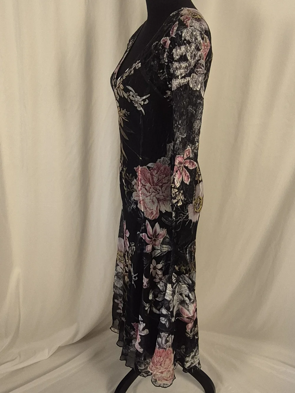 Komarov Floral Print Charmeuse & Lace Cocktail Dress w/ Plisse Slip - Size M - Picture 4 of 16